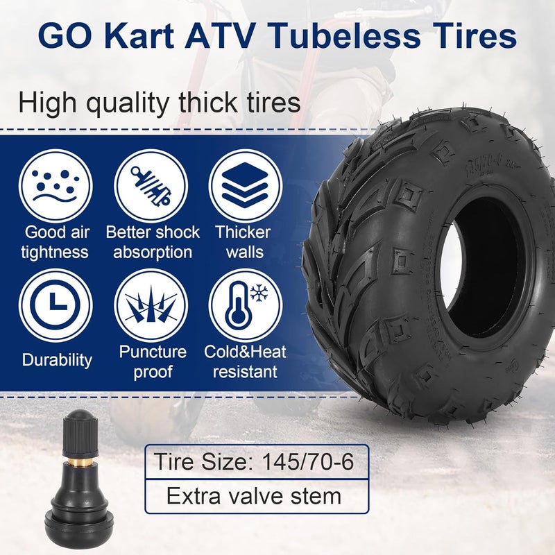 MTATCN 145/70-6 Tire 145 70-6 Tubeless for Coleman CC100X CT100U Baja Blitz Dirt Bug Doodle Bug DB30 Motovox MBX10 MBX11 MBX12 Powersports Mini Bikes Kazuma Roketa 110cc ATV Quad Go Karts - Image 4